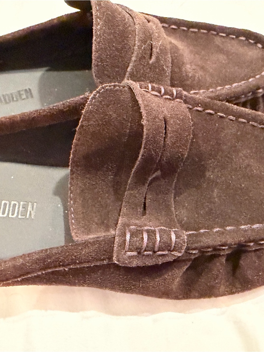 Steve Madden slide chocoluSuede Penny Loafers - Picture 2 of 4